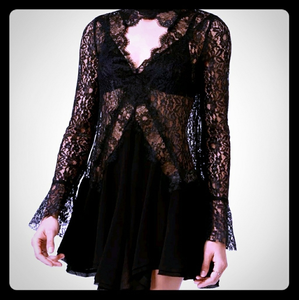Free People Secret Origins Cutout Lace Tunic